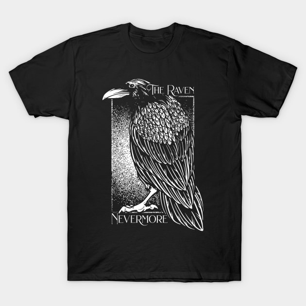 Edgar Allan Poe The Raven Nevermore Distressed Gift T-Shirt by grendelfly73